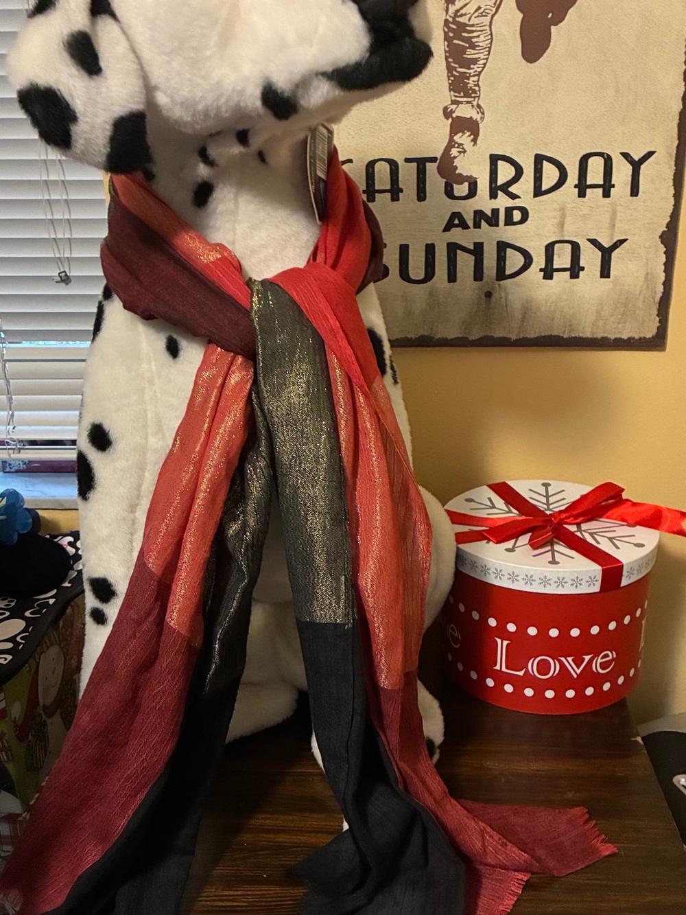 Metallic Colorblock Scarf Red, Olive & Black—Complete your fall look 21” X 74 “